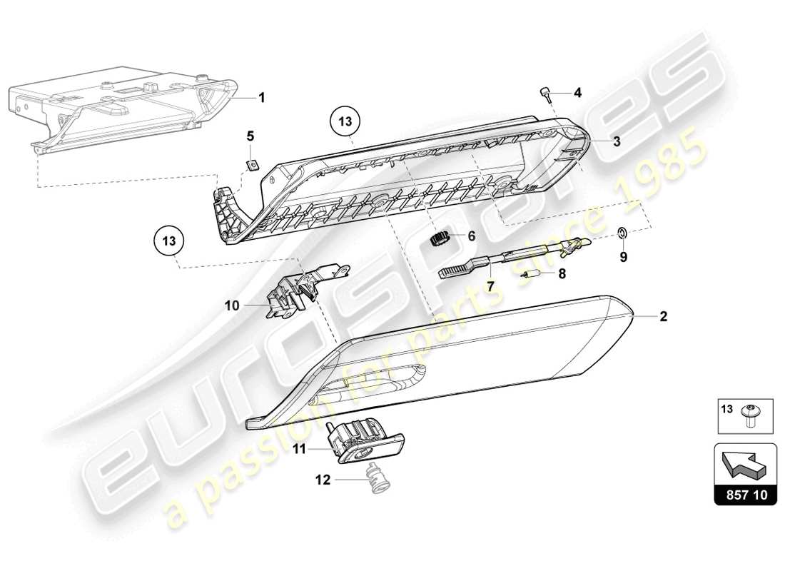 lamborghini lp720-4 coupe 50 (2014) glove compartment parts diagram