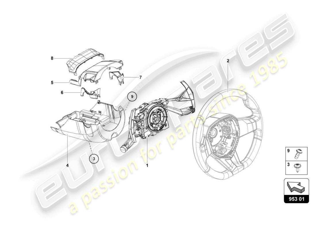 lamborghini lp750-4 sv coupe (2017) rack and pinion steering part diagram
