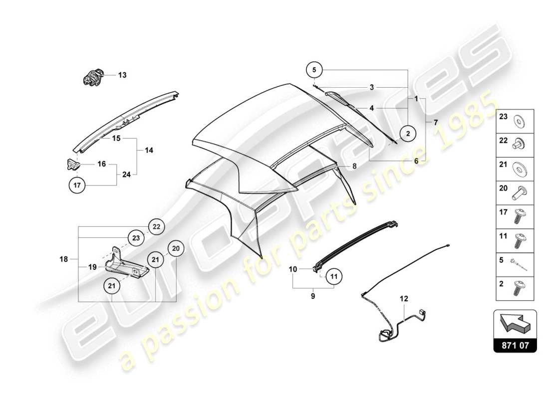 lamborghini 2020 (evo spyder 2wd) cover part diagram