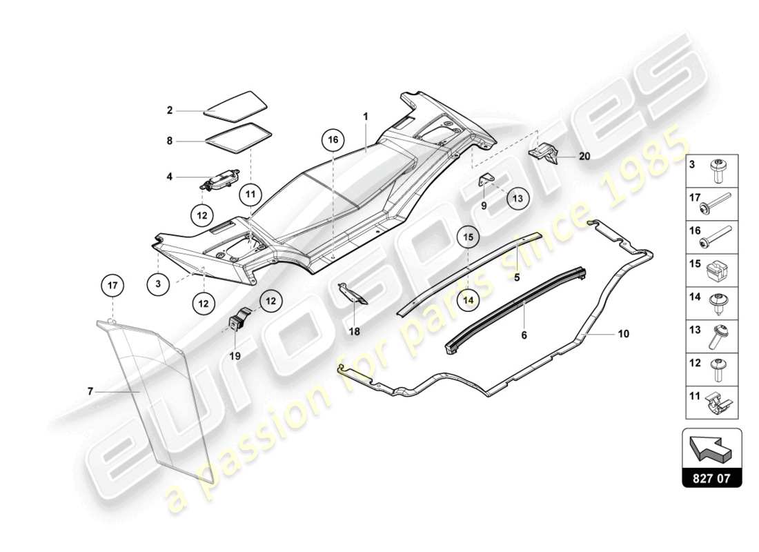 lamborghini lp740-4 s roadster (2019) cover parts diagram