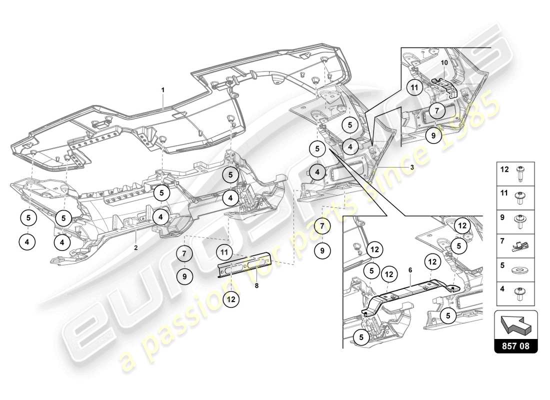 lamborghini lp740-4 s roadster (2018) instrument panel parts diagram
