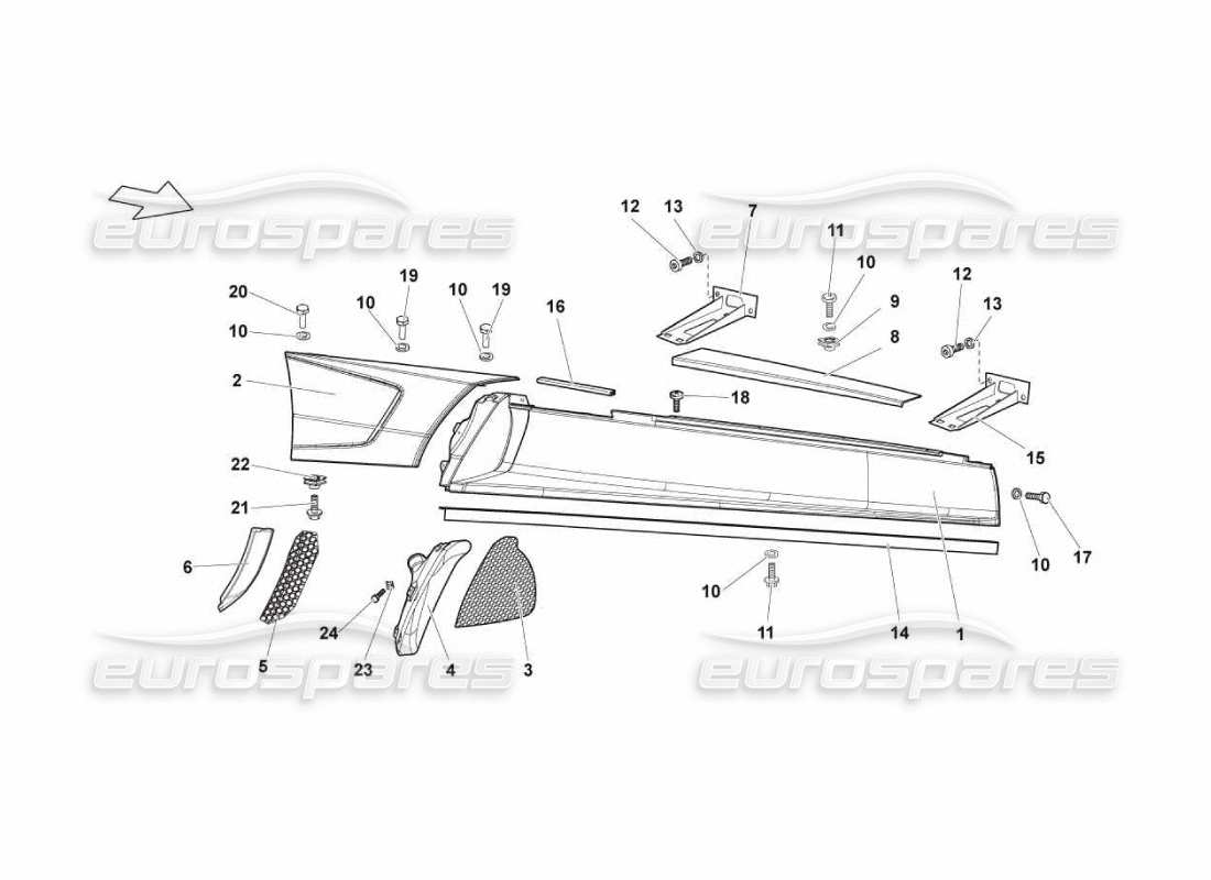 lamborghini murcielago lp670 rh external side member part diagram