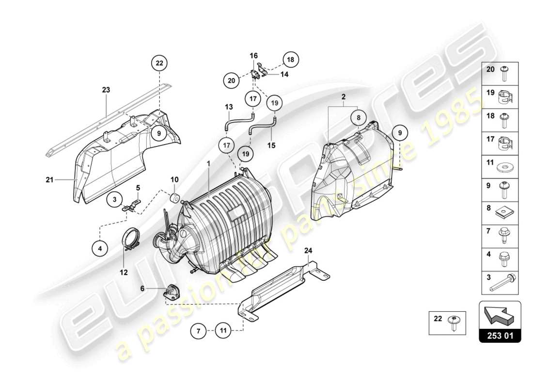lamborghini 2015 (lp750-4 sv coupe) silencer with catalyst part diagram