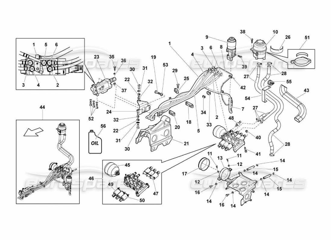 lamborghini murcielago lp670 e-gear valves group part diagram