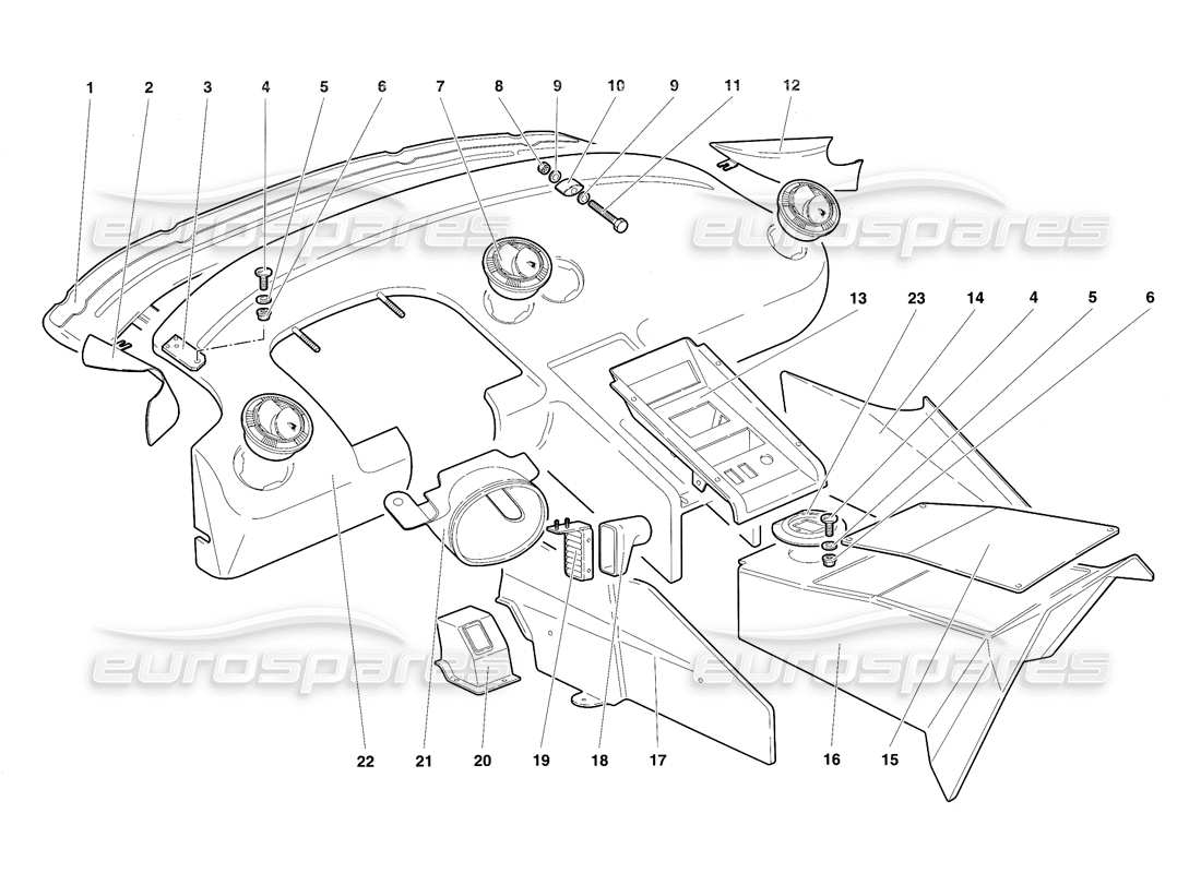 lamborghini diablo sv (1997) passenger compartment trims parts diagram