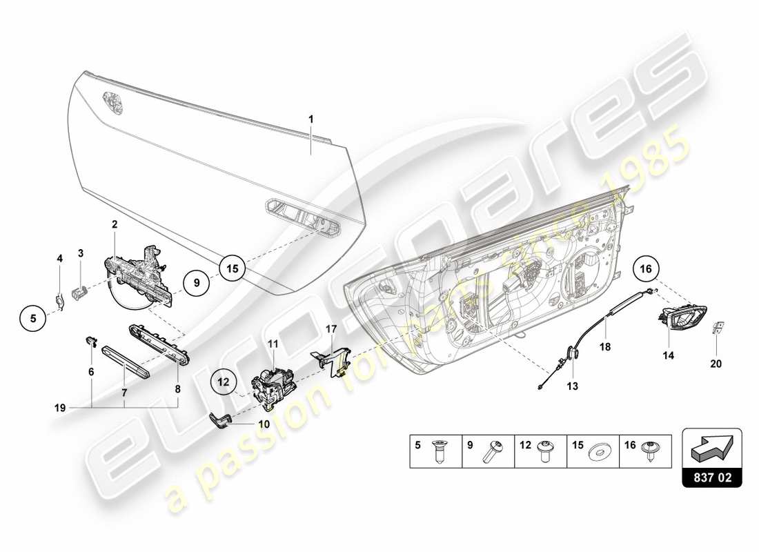 lamborghini 2020 (performante coupe) door handles part diagram