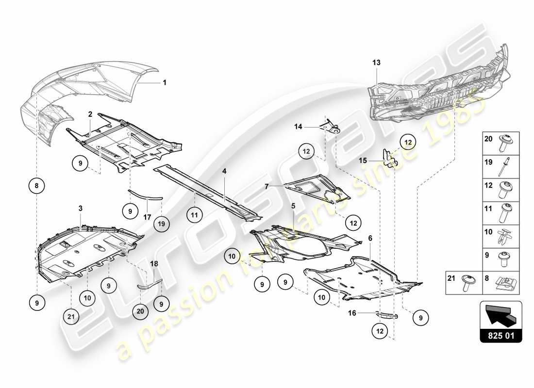 lamborghini performante spyder (2020) trim panel for frame lower section part diagram