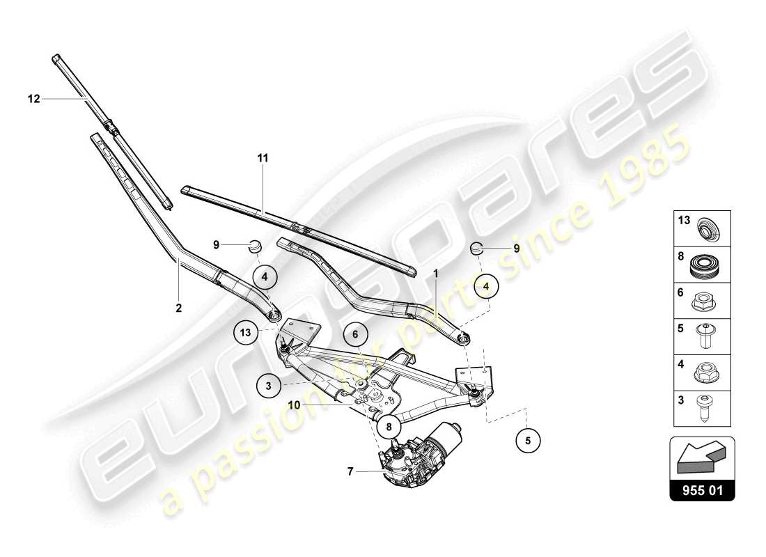 lamborghini lp720-4 coupe 50 (2014) windshield wiper parts diagram