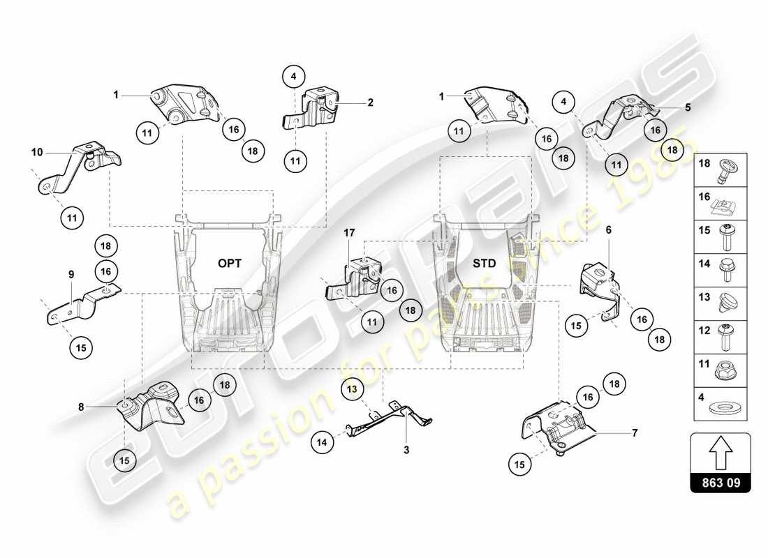 lamborghini performante coupe (2020) securing parts for engine part diagram
