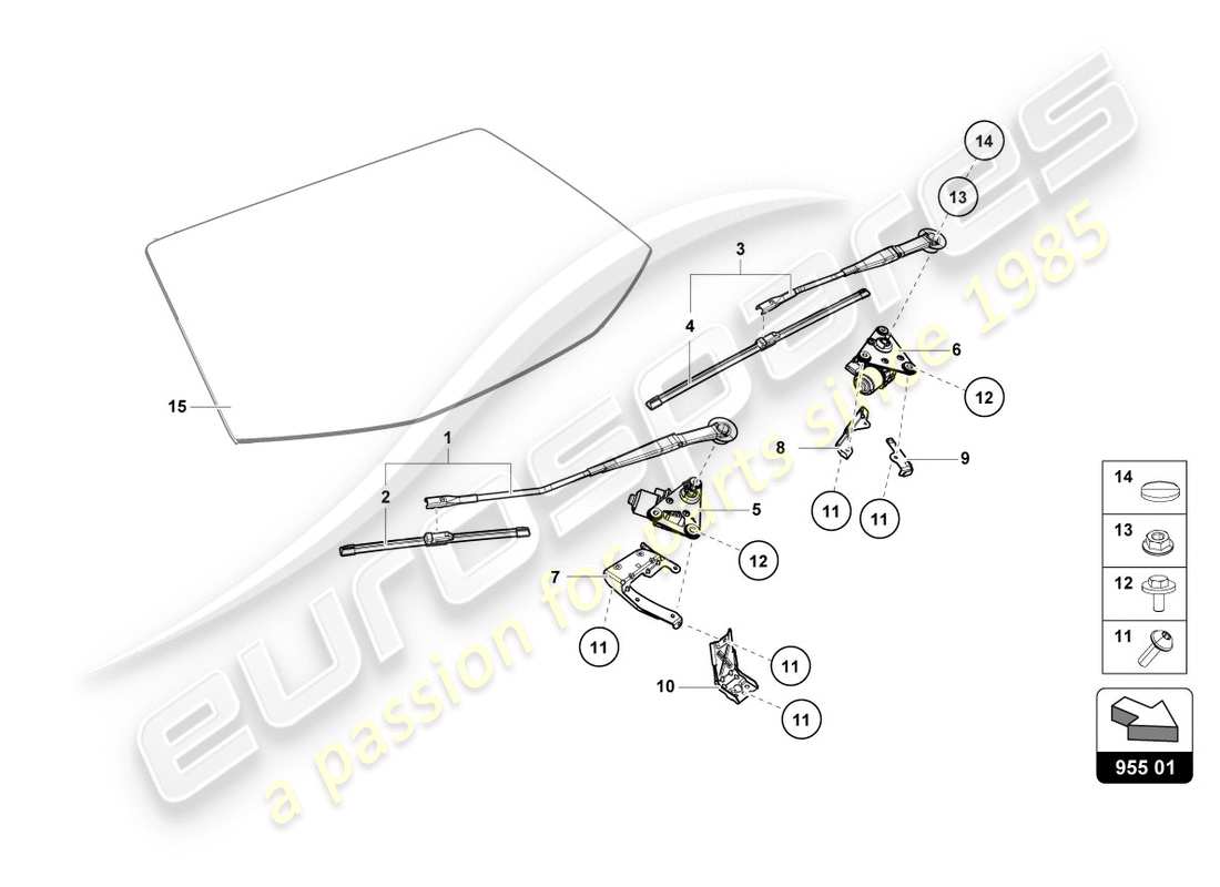 lamborghini performante spyder (2020) windshield wiper part diagram