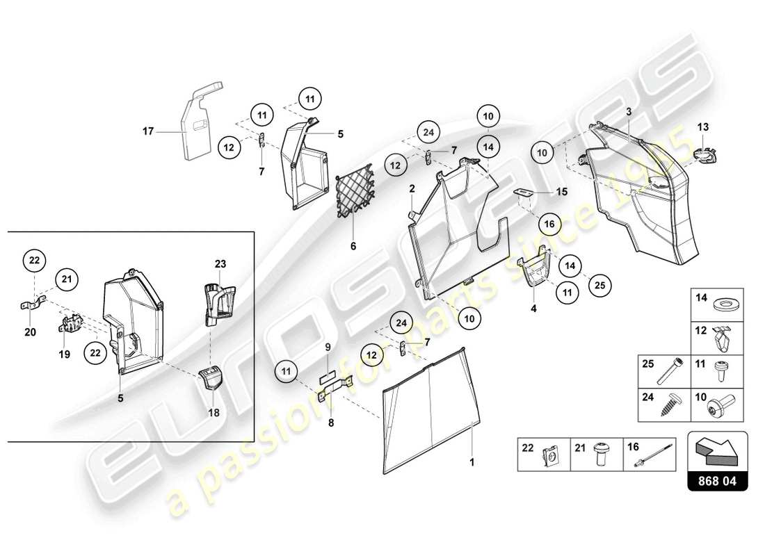 lamborghini 2019 (lp740-4 s roadster) rear panel trim part diagram