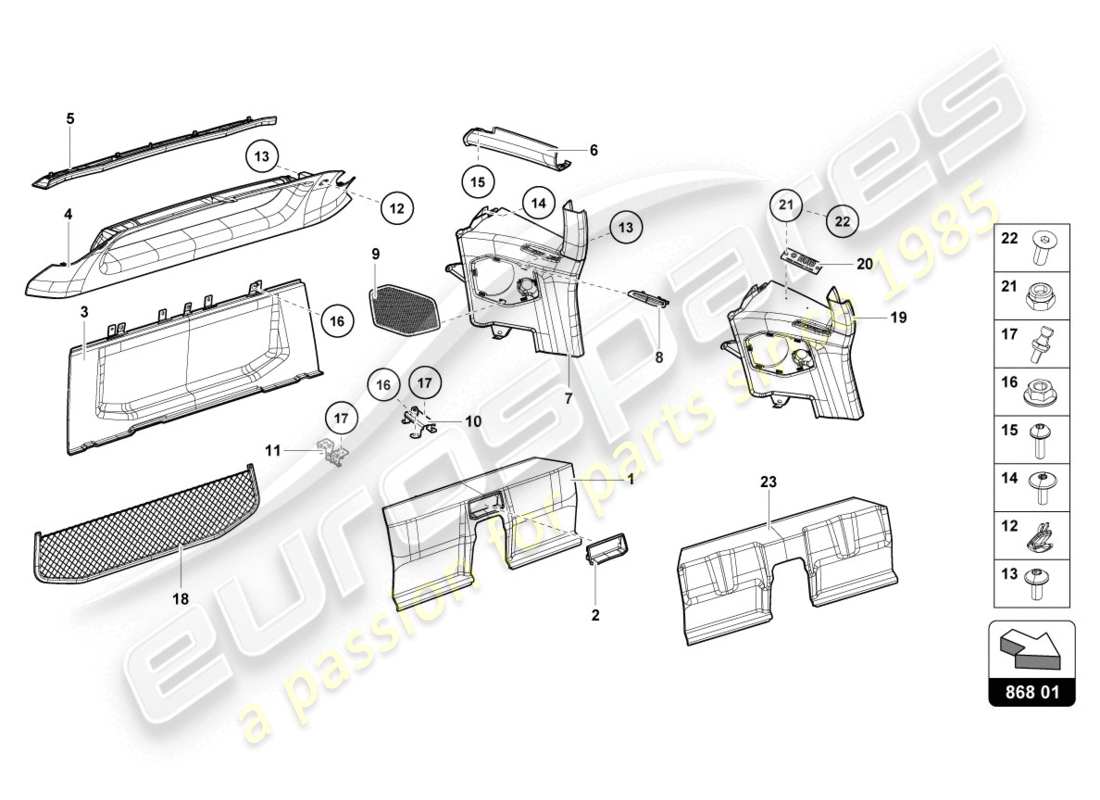lamborghini lp610-4 coupe (2015) rear compartment area parts diagram