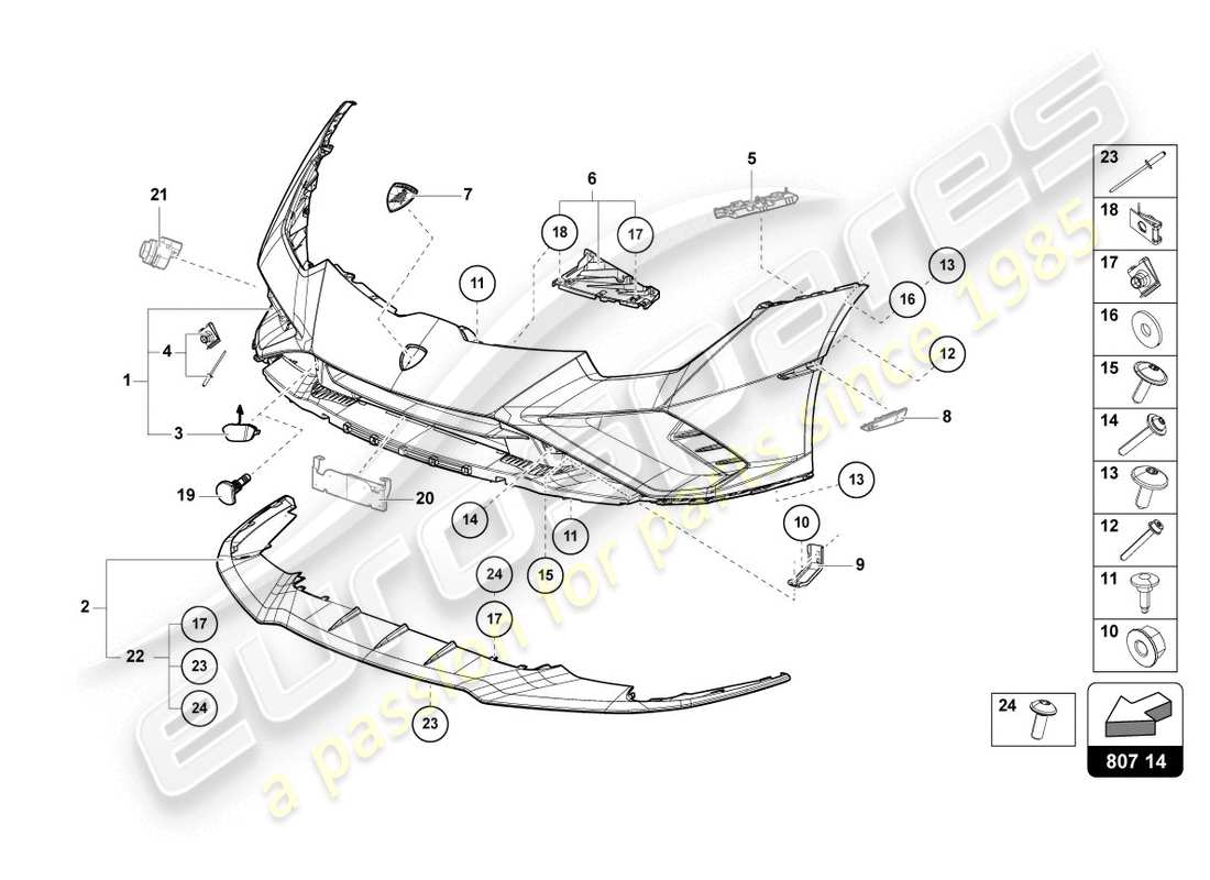 lamborghini 2020 (evo coupe 2wd) bumper part diagram