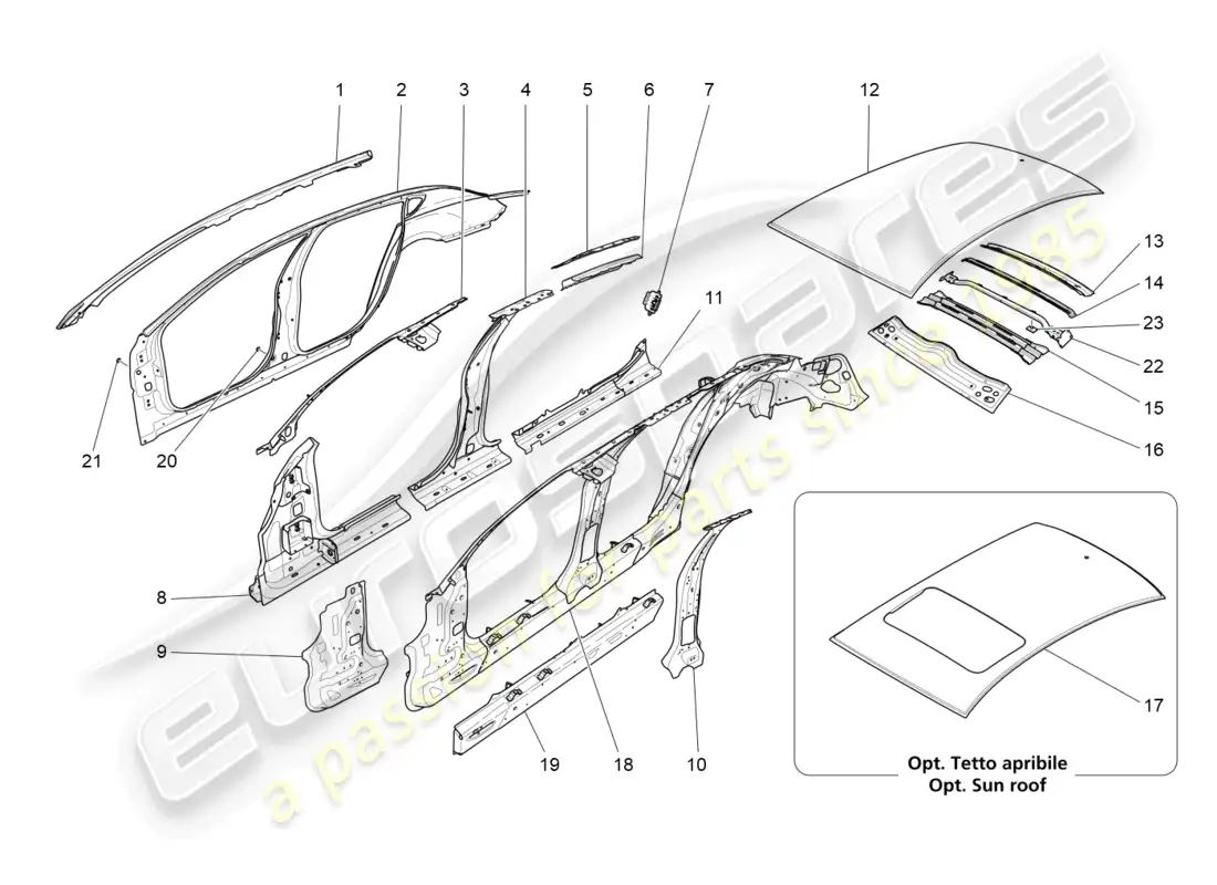 a part diagram from the maserati quattroporte m156 (2017 onwards) parts catalogue