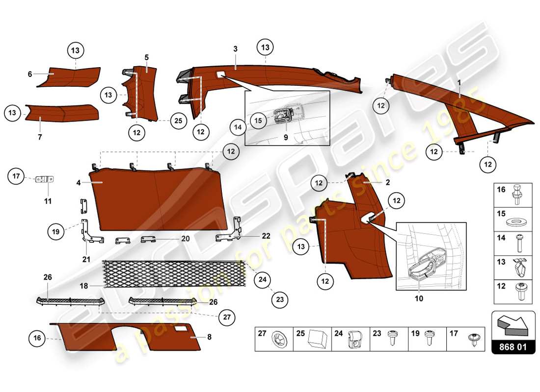 lamborghini lp720-4 coupe 50 (2014) interior decor parts diagram