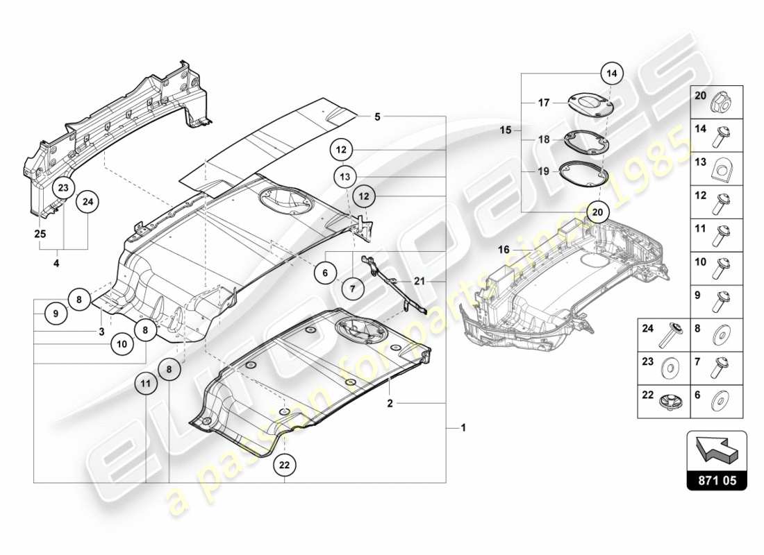 lamborghini 2019 (performante spyder) soft top box tray single parts part diagram