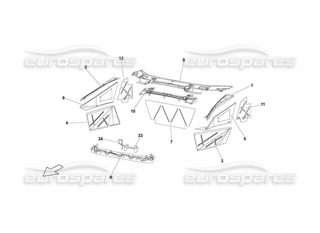 lamborghini murcielago lp670 frame elements parts diagram