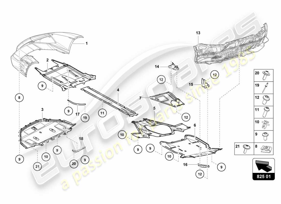 lamborghini 2019 (performante spyder) trim panel for frame lower section part diagram