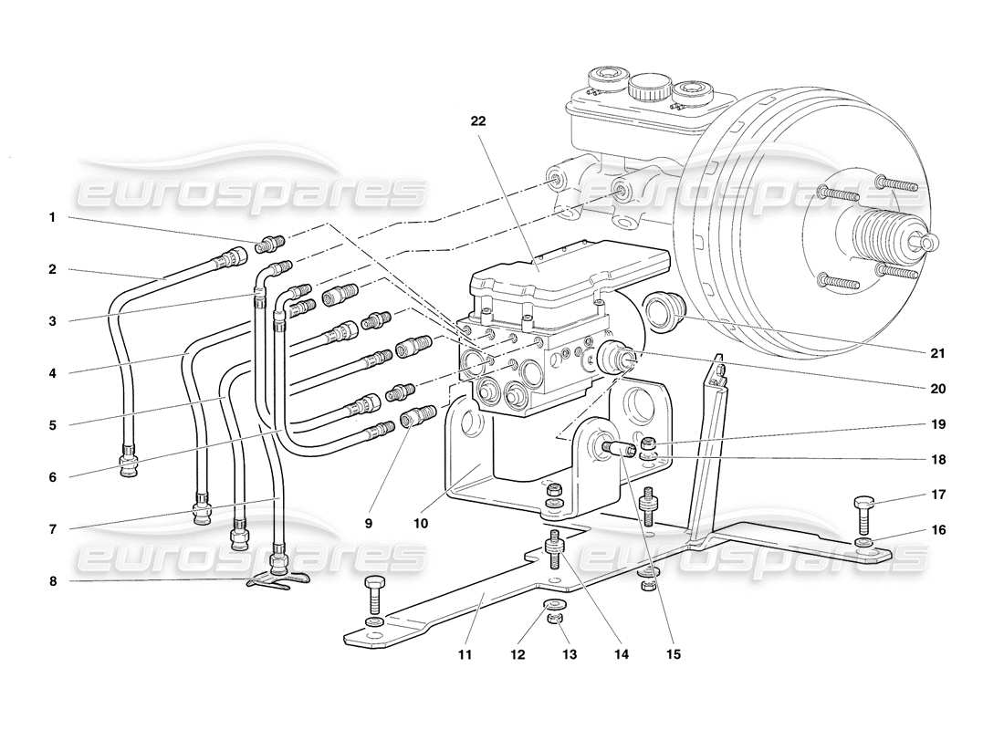 lamborghini diablo sv (1998) electrohydraulic abs ecu part diagram