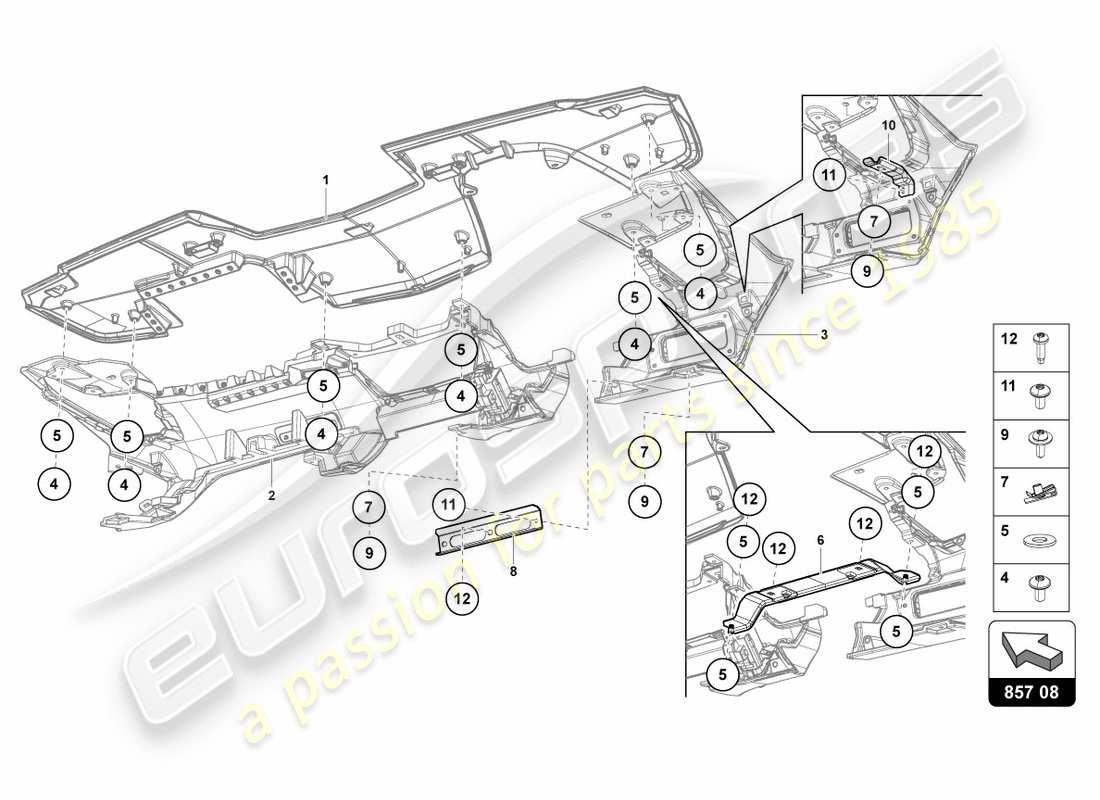 lamborghini lp700-4 coupe (2012) instrument panel part diagram