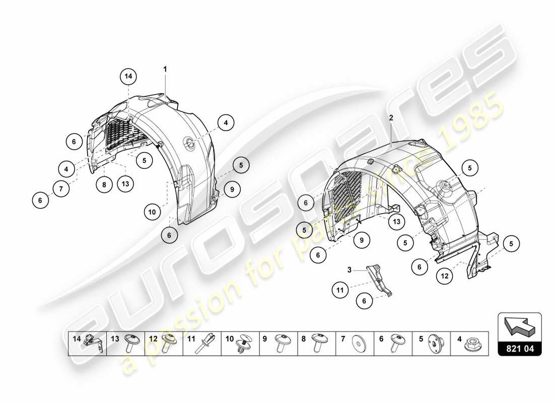 lamborghini performante spyder (2020) wheel housing trim part diagram