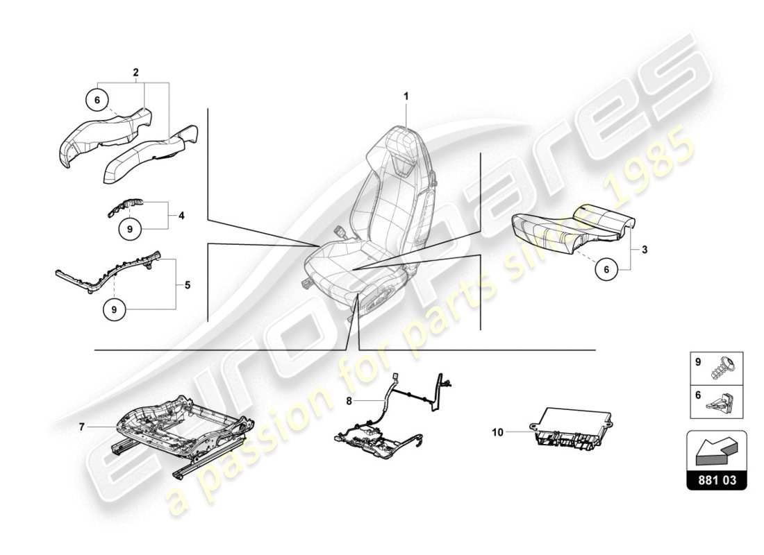 lamborghini lp610-4 coupe (2017) seat box part diagram