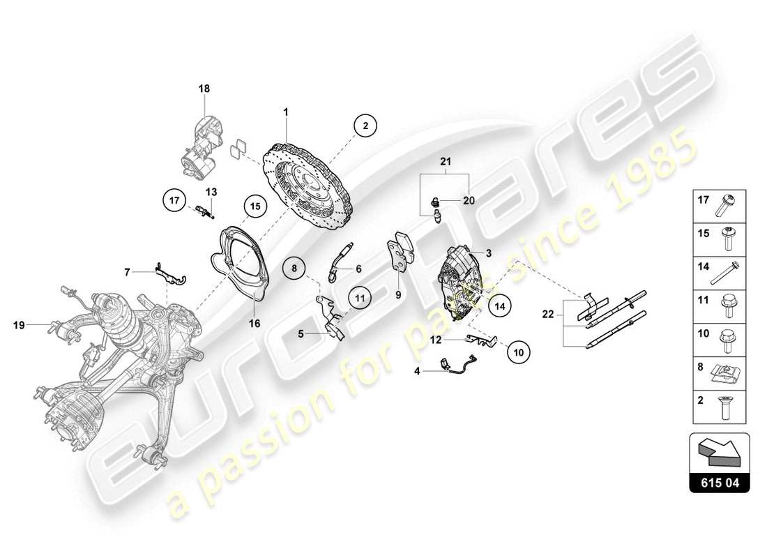 lamborghini evo coupe 2wd (2020) brake disc (vented) parts diagram