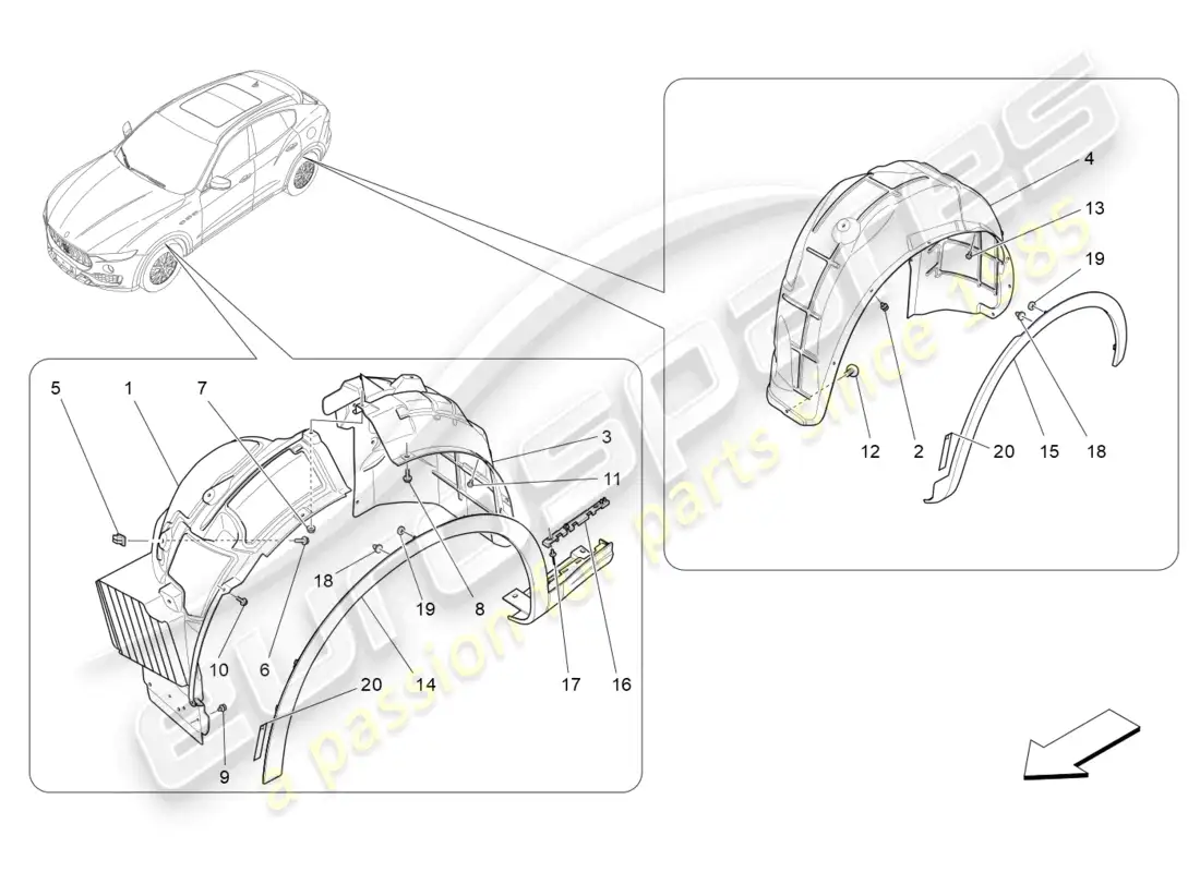 maserati levante (2020) wheelhouse and lids parts diagram