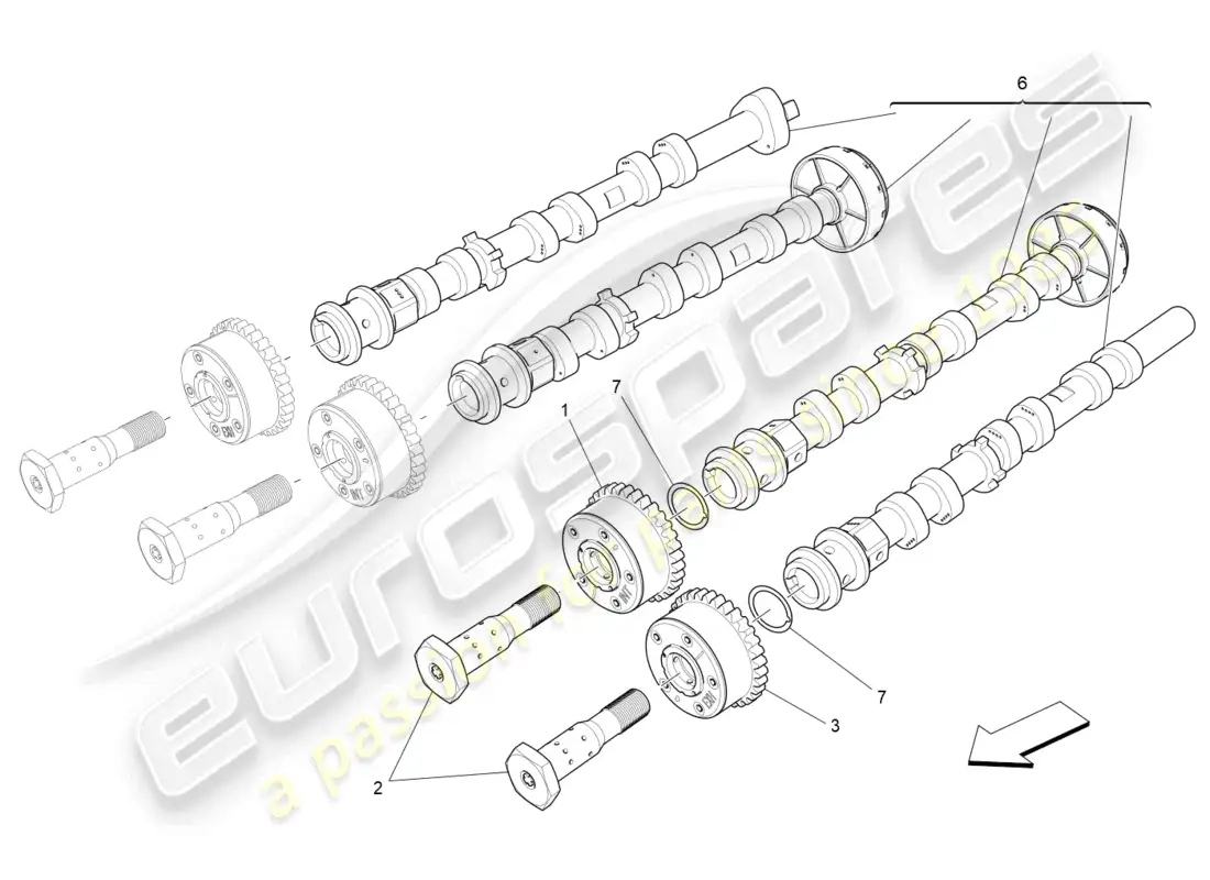 maserati levante (2018) lh cylinder head camshafts parts diagram