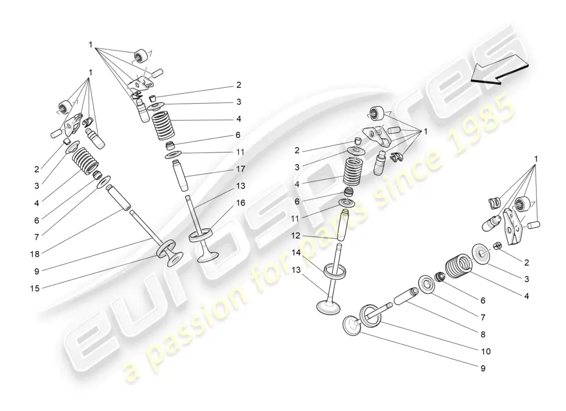 maserati levante modena s (2022) valves parts diagram