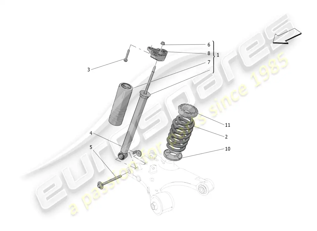 maserati grecale gt (2023) rear shock absorber devices parts diagram