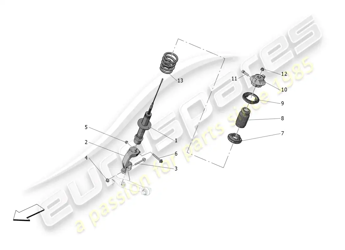 maserati mc20 (2022) rear shock absorber devices parts diagram
