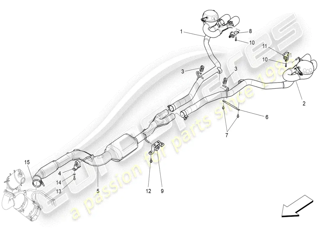 maserati ghibli (2019) silencers parts diagram