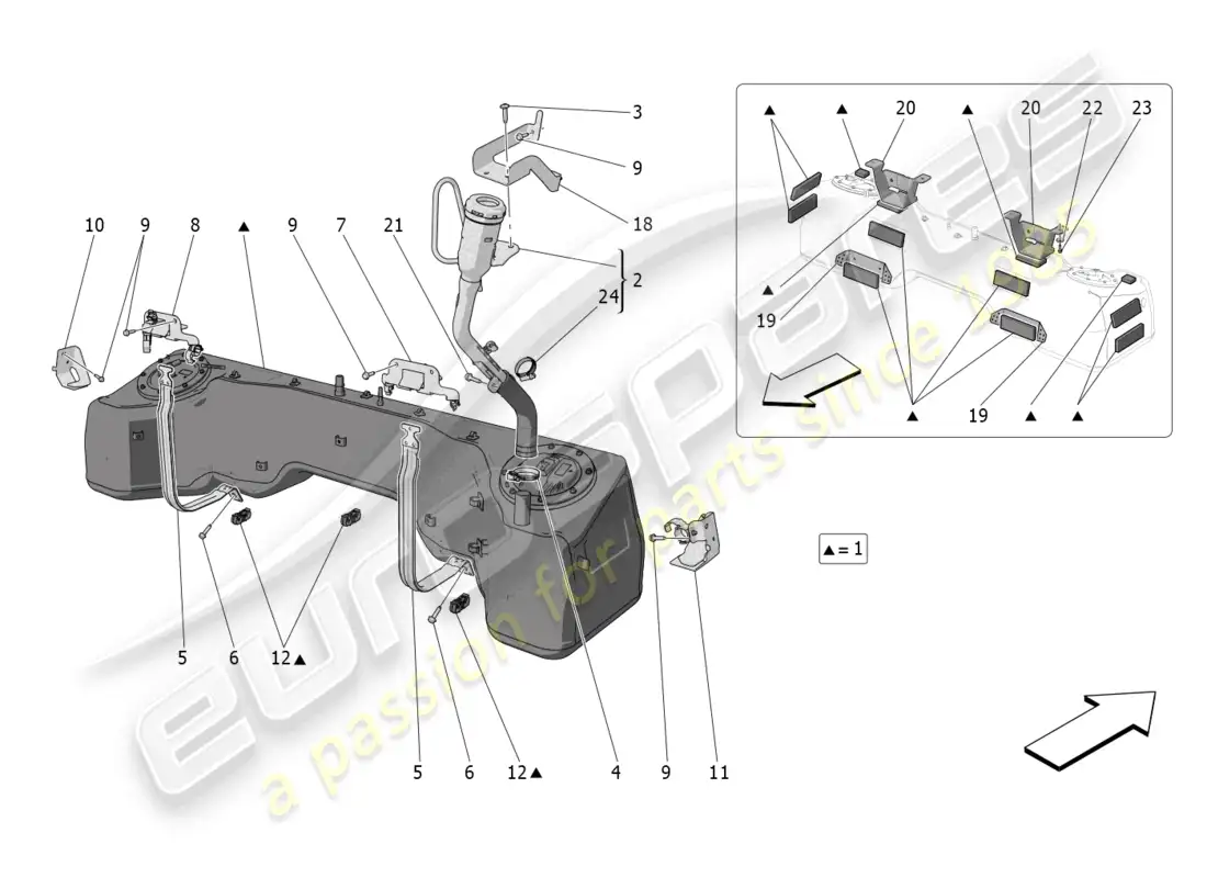 maserati mc20 (2022) fuel tank parts diagram