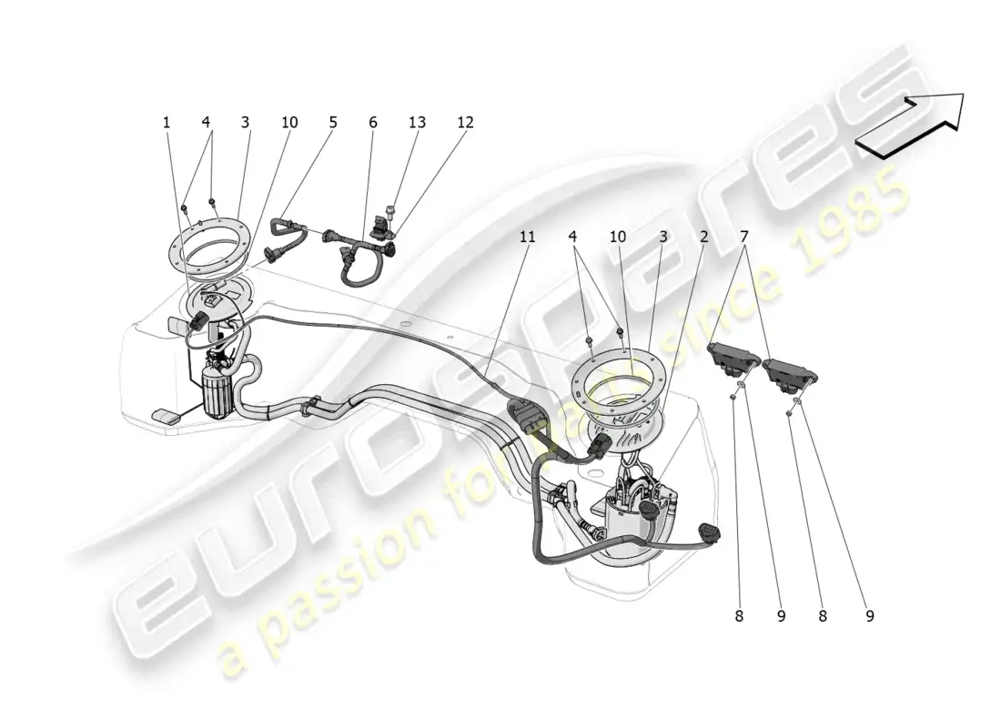 maserati mc20 (2022) fuel pumps and connection lines parts diagram