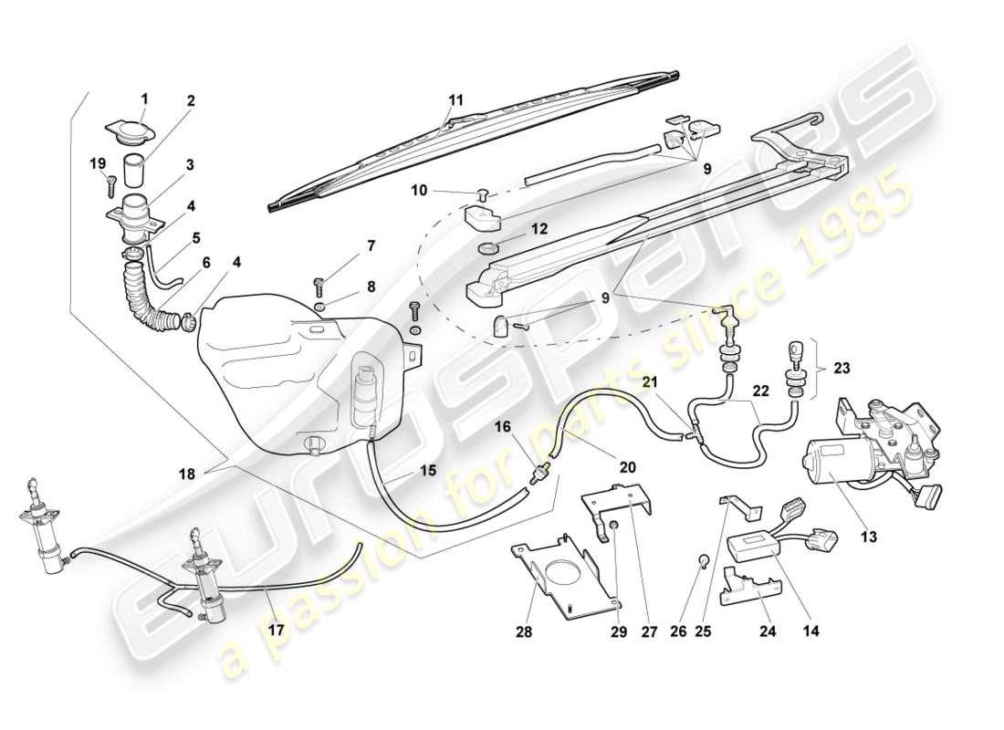 lamborghini murcielago roadster (2006) windshield wiper part diagram