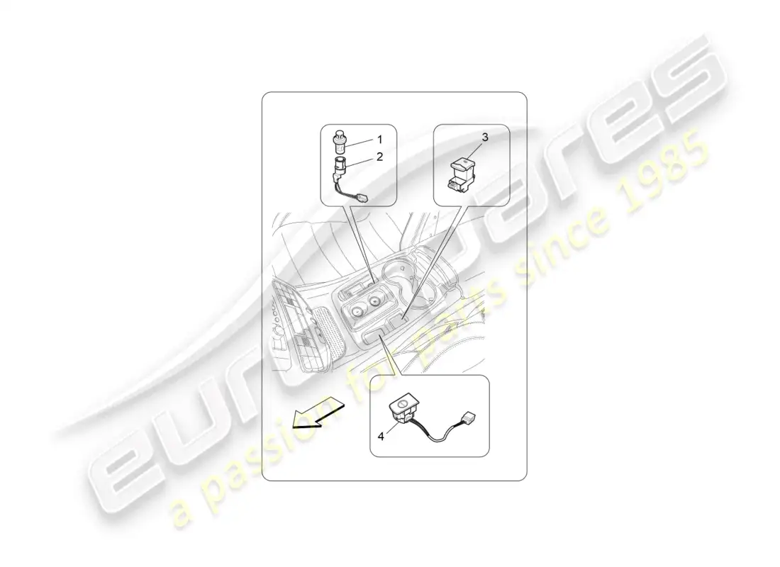 maserati granturismo mc stradale (2011) centre console devices parts diagram