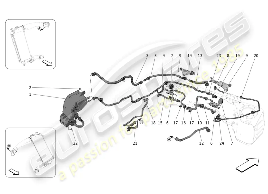 maserati mc20 cielo (2023) fuel vapour recirculation system parts diagram