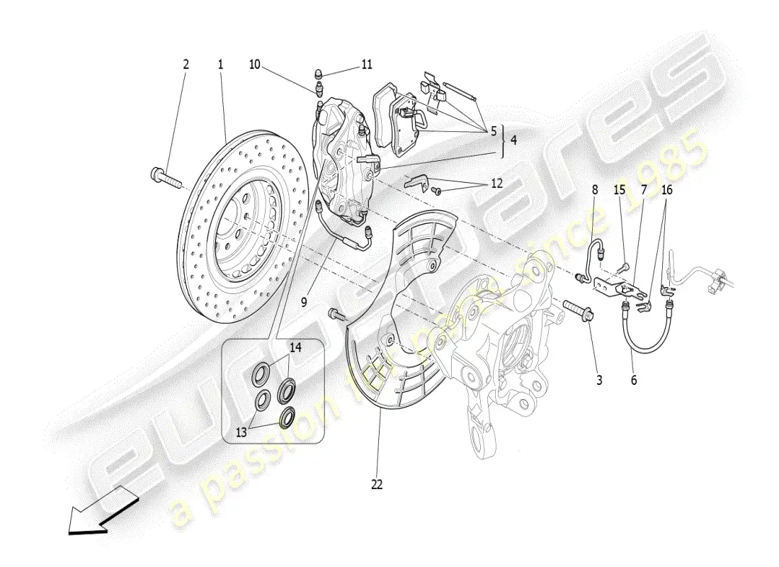 maserati ghibli (2020) braking devices on rear wheels parts diagram