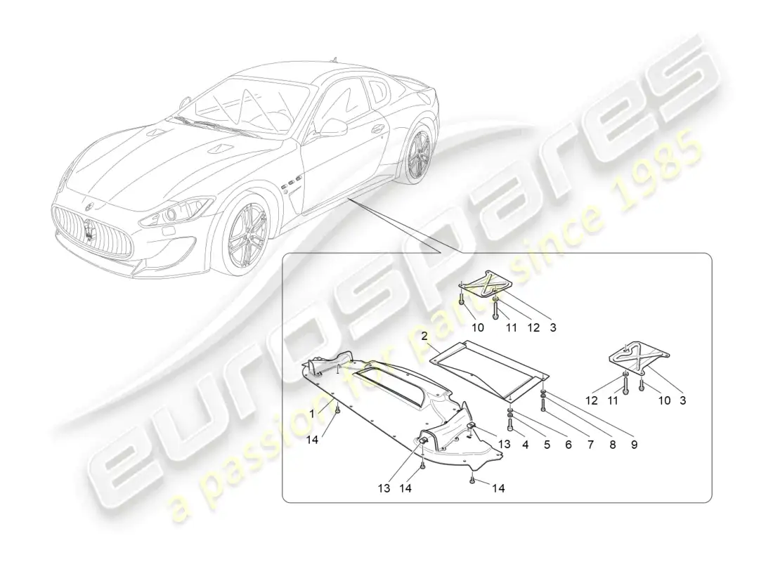 maserati granturismo mc stradale (2012) underbody and underfloor guards parts diagram