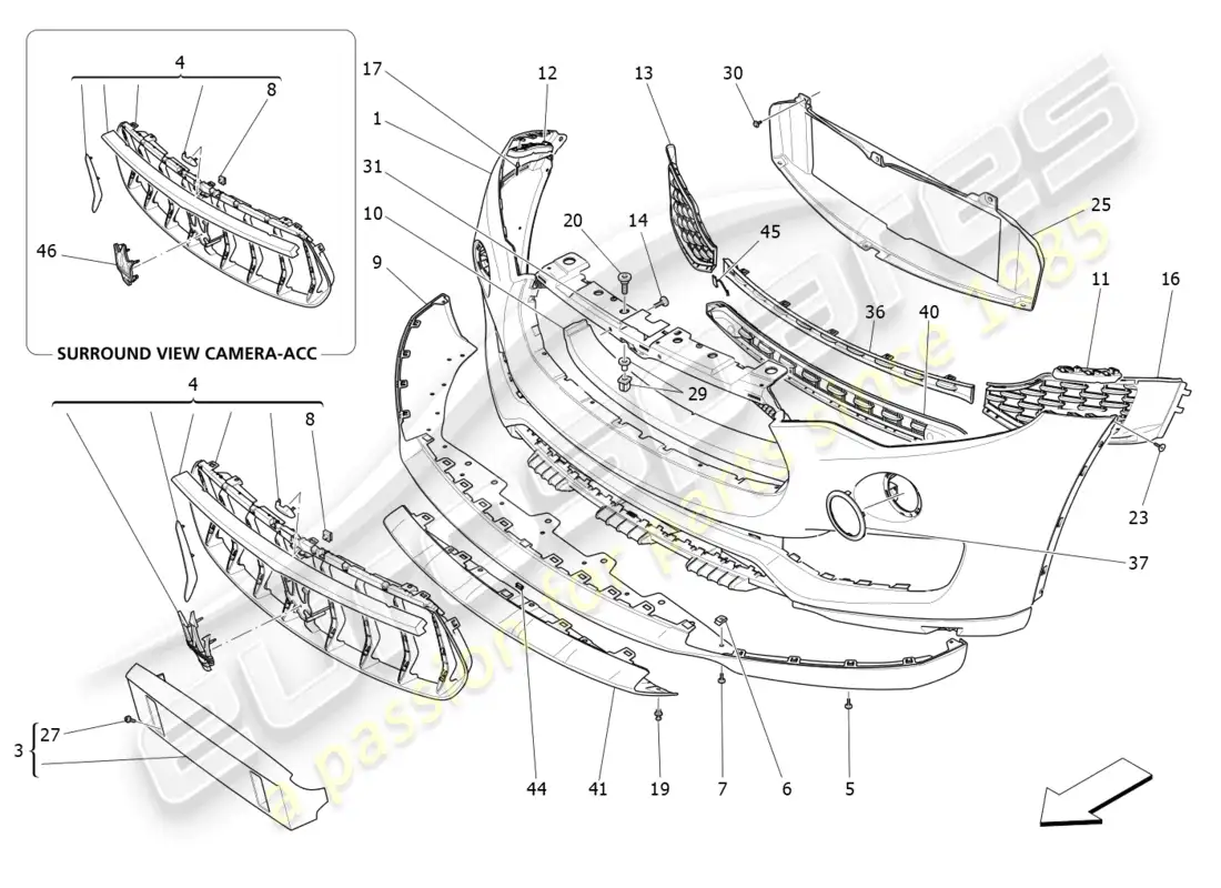 maserati levante (2020) front bumper parts diagram