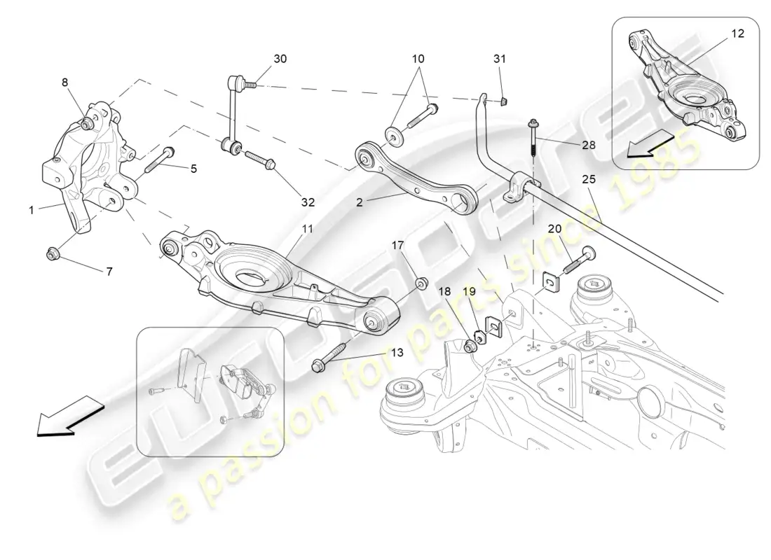 maserati levante (2018) rear suspension parts diagram