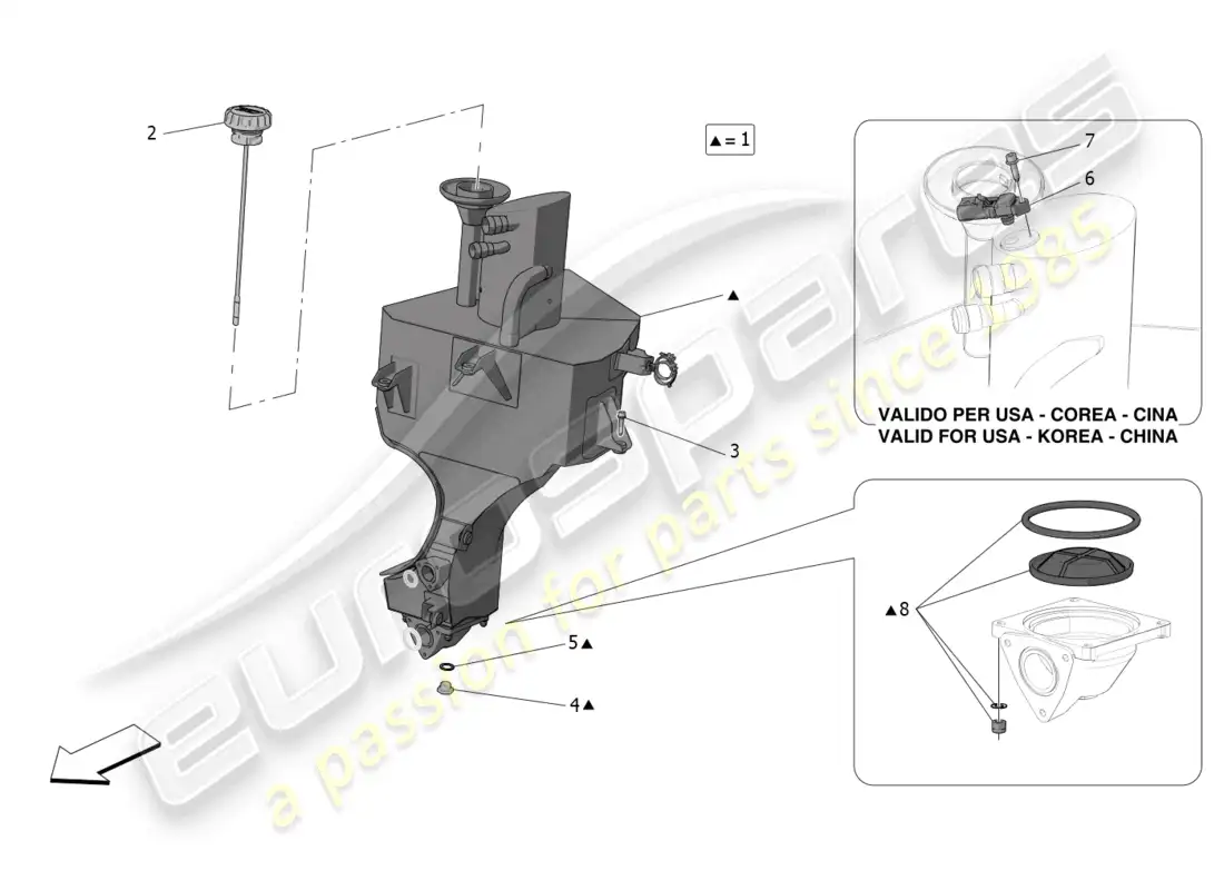 maserati mc20 (2022) lubrication system: circuit and collection parts diagram
