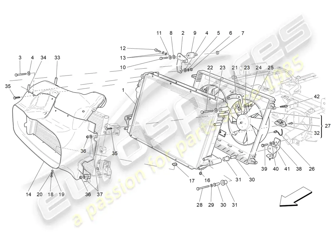 maserati granturismo mc stradale (2012) cooling: air radiators and ducts parts diagram