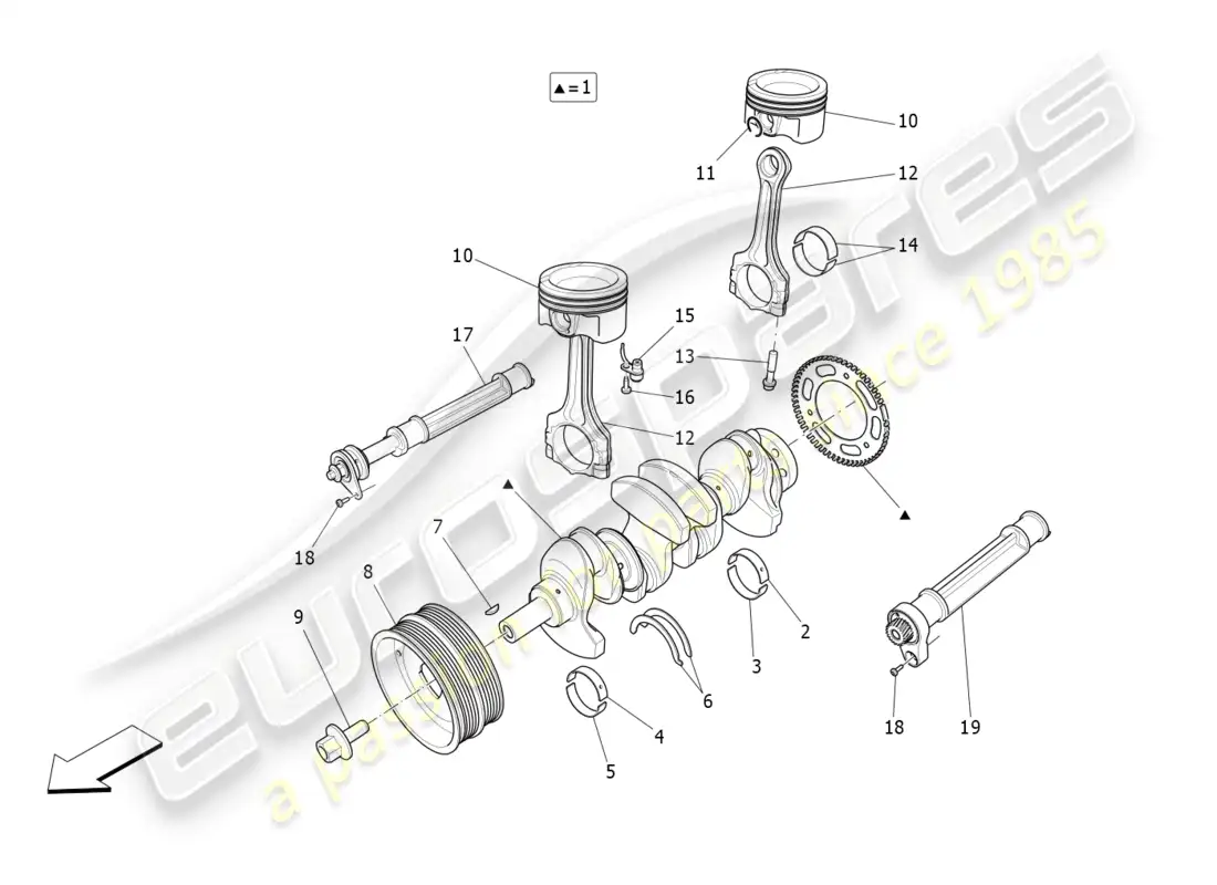 maserati ghibli fragment (2022) crank mechanism parts diagram