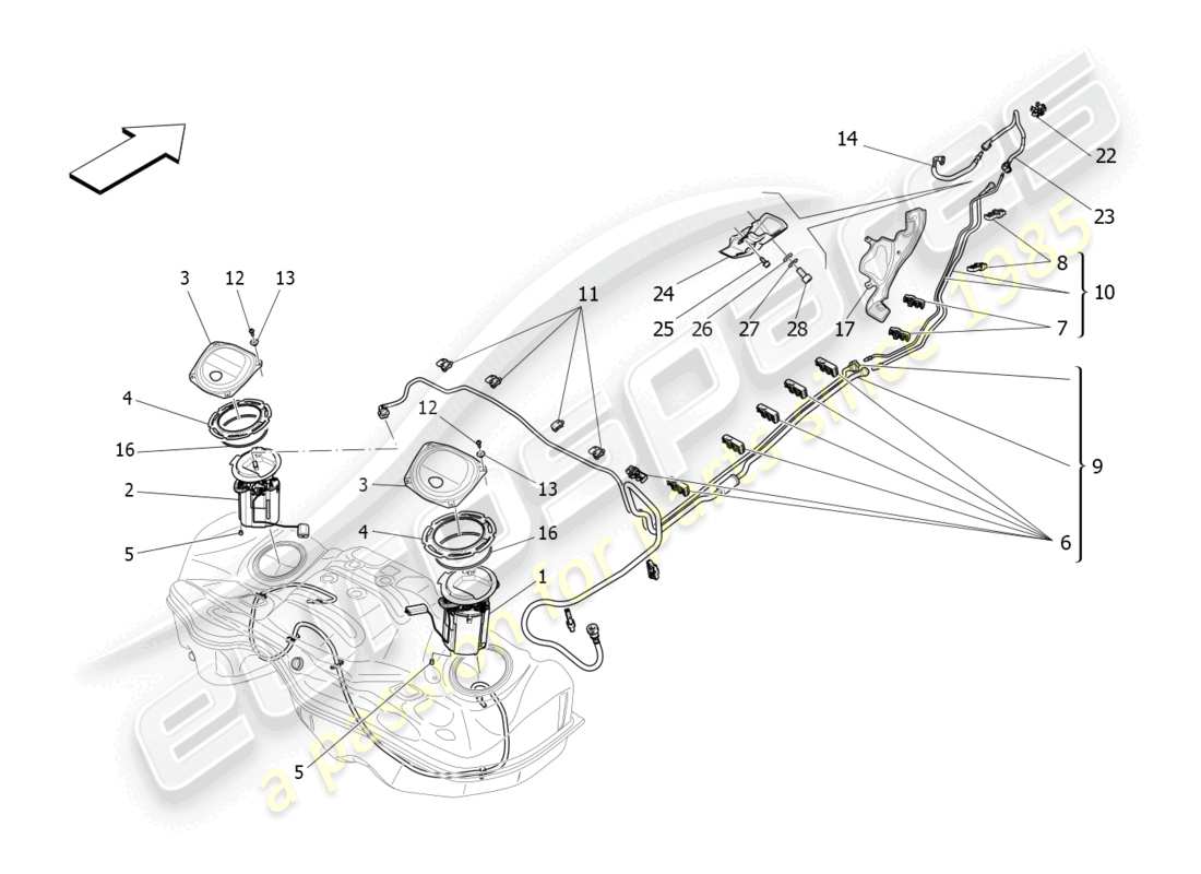 maserati levante modena (2022) fuel pumps and connection lines part diagram