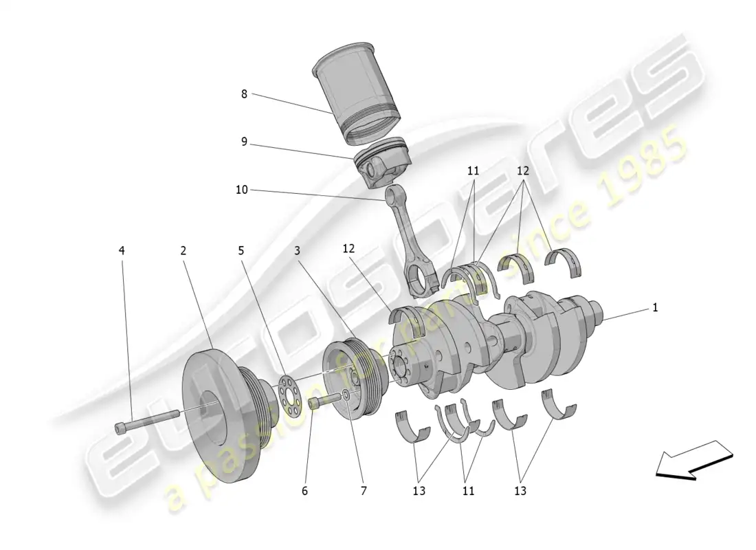 maserati mc20 cielo (2023) crank mechanism parts diagram