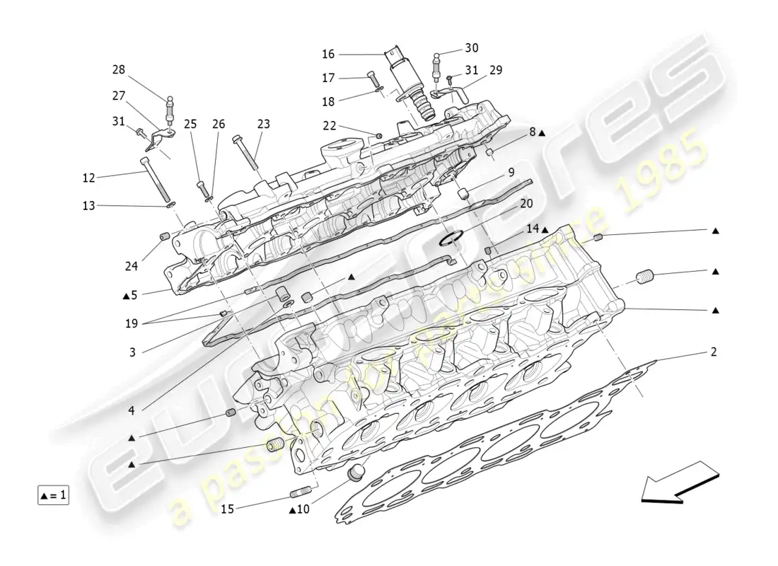 maserati levante modena s (2022) rh cylinder head parts diagram