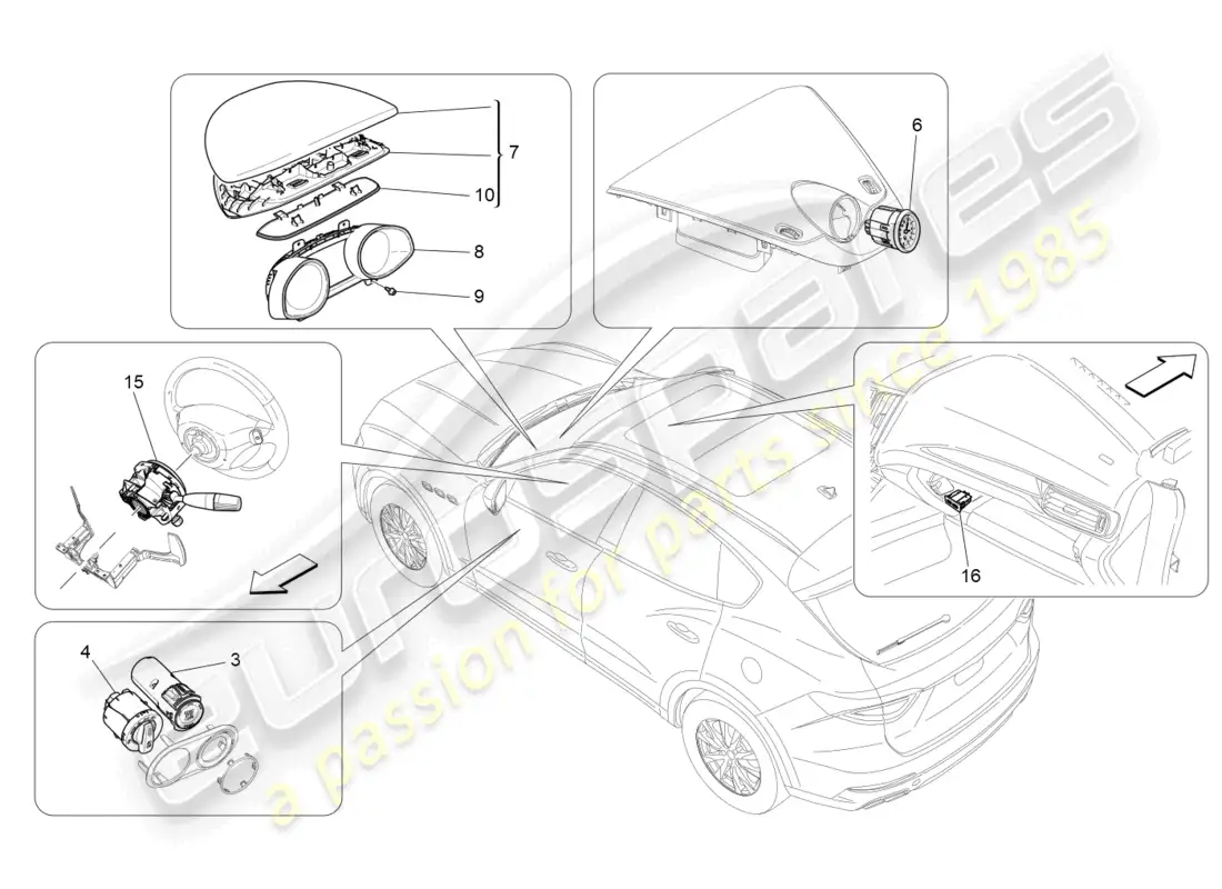 maserati levante (2018) dashboard devices parts diagram