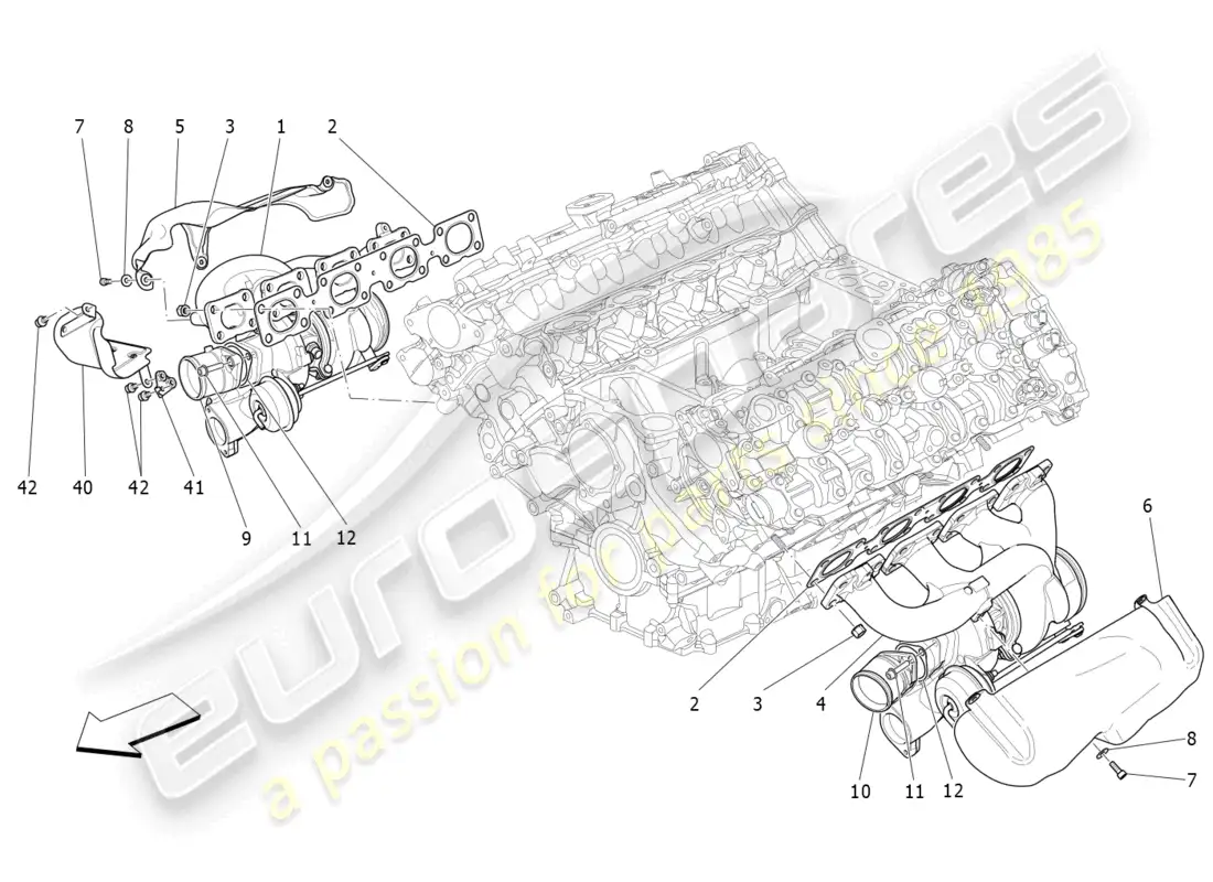 maserati levante modena s (2022) turbocharging system: equipments parts diagram